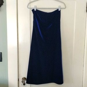 Vintage 90s Betsey Johnson blue velvet strapless cocktail dress size M